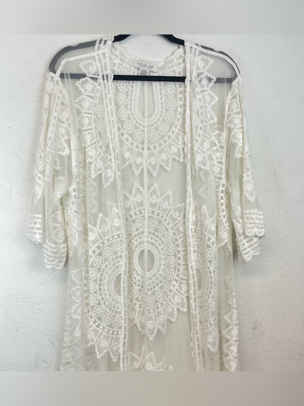 Rachel Zoe Ivory Sheer Lace Kimono Duster